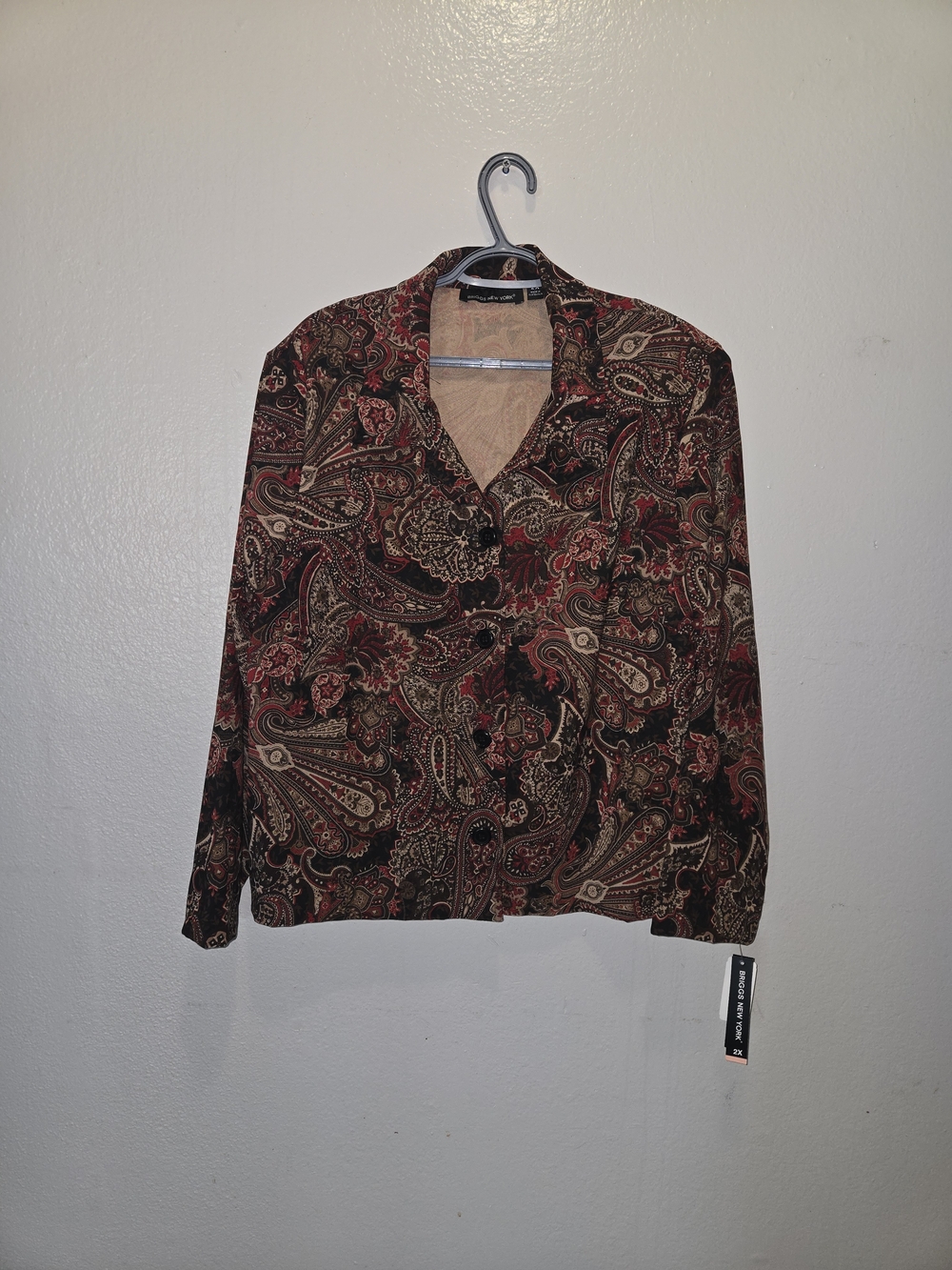 Briggs New York 2X New Jacket - Paisley Boho Printed - $15 USD